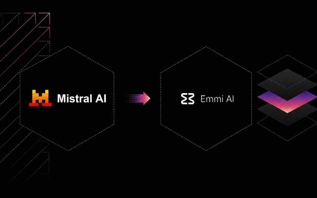 Advanced industrial AI concept featuring Mistral AI, physics-informed simulations, aerospace engineering, semiconductor manufacturing, and futuristic European artificial intelligence technology