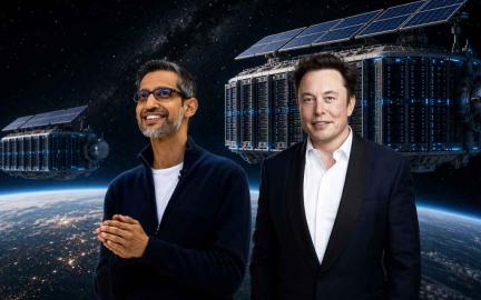 AI-powered space data centers orbiting Earth using solar energy, inspired by Sundar Pichai and Elon Musk’s vision.