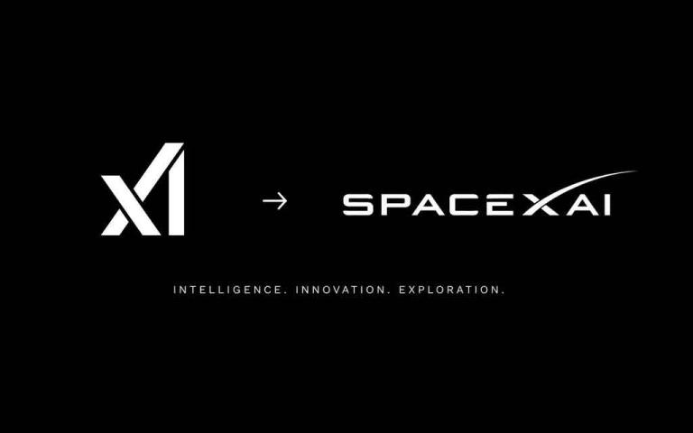 Elon Musk unveiling SpaceXAI with rockets, AI supercomputers, satellites, Grok models, and futuristic artificial intelligence infrastructure