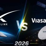 Comparison of Starlink and Viasat satellite internet performance with satellites, aviation Wi-Fi, speed metrics, and low-latency connectivity