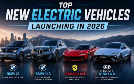 2026 electric vehicles lineup featuring BMW i3, BMW iX3, Ferrari Luce, Hyundai Ioniq 6 N, Rivian R2, and futuristic EV technology designs