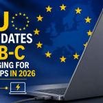 USB-C charging port on a modern laptop representing universal charging standard in the EU.