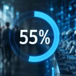 Futuristic visualization showing AI bots and digital agents generating internet traffic while human web traffic becomes the minority