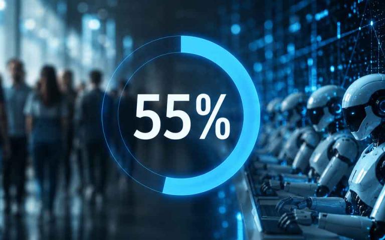 Futuristic visualization showing AI bots and digital agents generating internet traffic while human web traffic becomes the minority