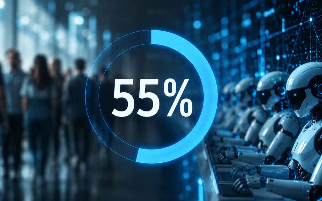 Futuristic visualization showing AI bots and digital agents generating internet traffic while human web traffic becomes the minority