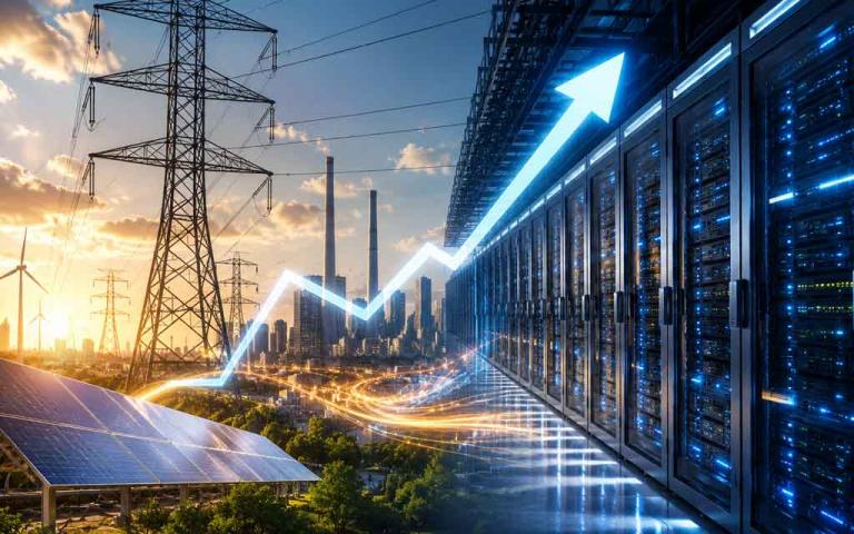 AI data centers and high-performance servers driving increased electricity demand and higher U.S. power prices amid the AI infrastructure boom.