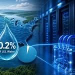 Modern AI data center using advanced liquid cooling technology to reduce water consumption and improve energy efficiency.