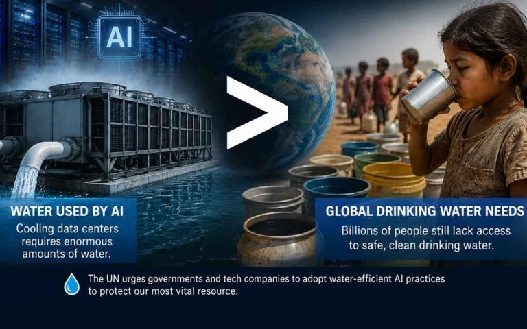 AI data center cooling systems consuming large amounts of water as global water resources decline