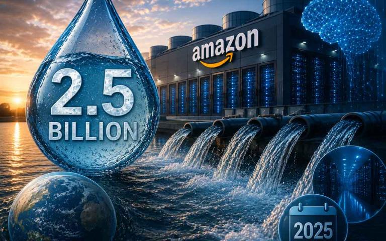 Amazon AWS data center cooling infrastructure illustrating water consumption and AI cloud computing operations