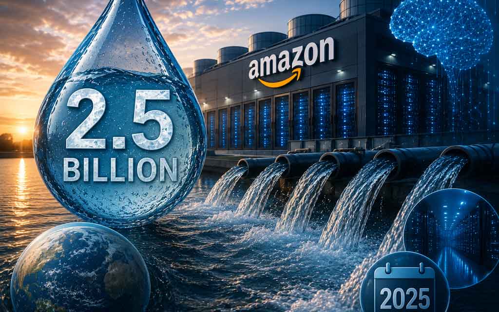 Amazon AWS data center cooling infrastructure illustrating water consumption and AI cloud computing operations