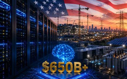 Large AI data center campus in the United States powering cloud computing and artificial intelligence infrastructure in 2026
