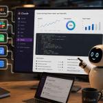 AI agent operating inside a workplace chat platform, automating coding, analytics, and business workflows.