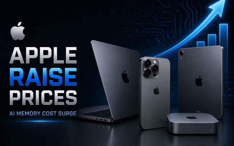 Apple iPhone, Mac, and iPad price increases in 2026 driven by AI-related memory shortages and rising DRAM and NAND costs.
