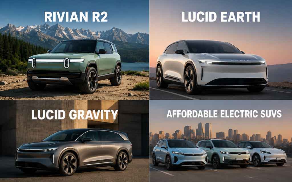 Rivian R2 Lucid Gravity and other upcoming electric vehicles launching in 2026 and 2027