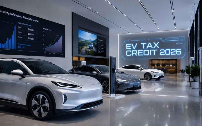 Electric vehicles with tax credit comparison chart showing 2025 versus 2026 incentive changes