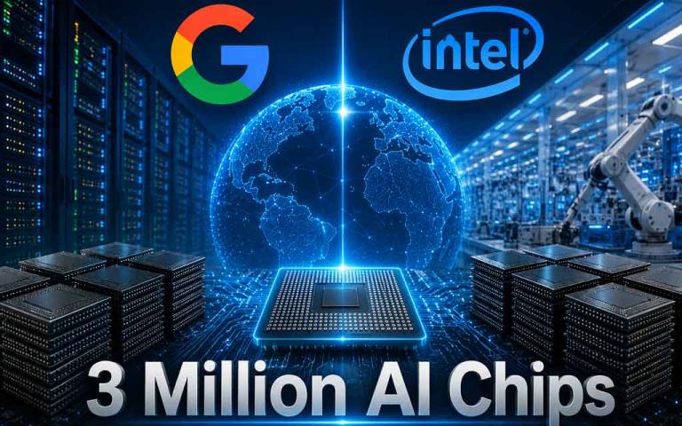 Advanced AI processors and semiconductor chips inside a modern data center powering artificial intelligence workloads