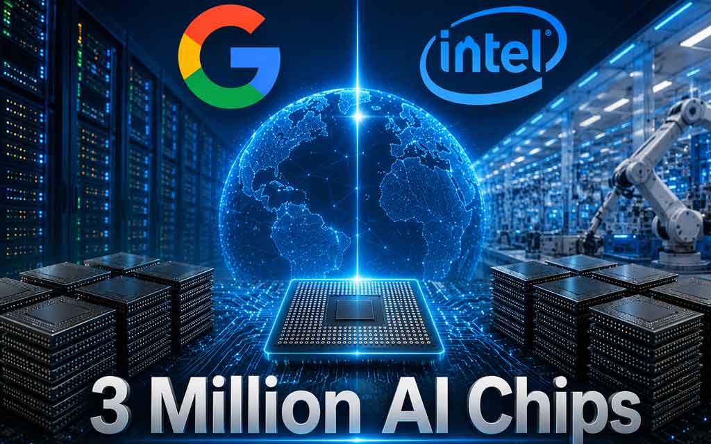 Advanced AI processors and semiconductor chips inside a modern data center powering artificial intelligence workloads
