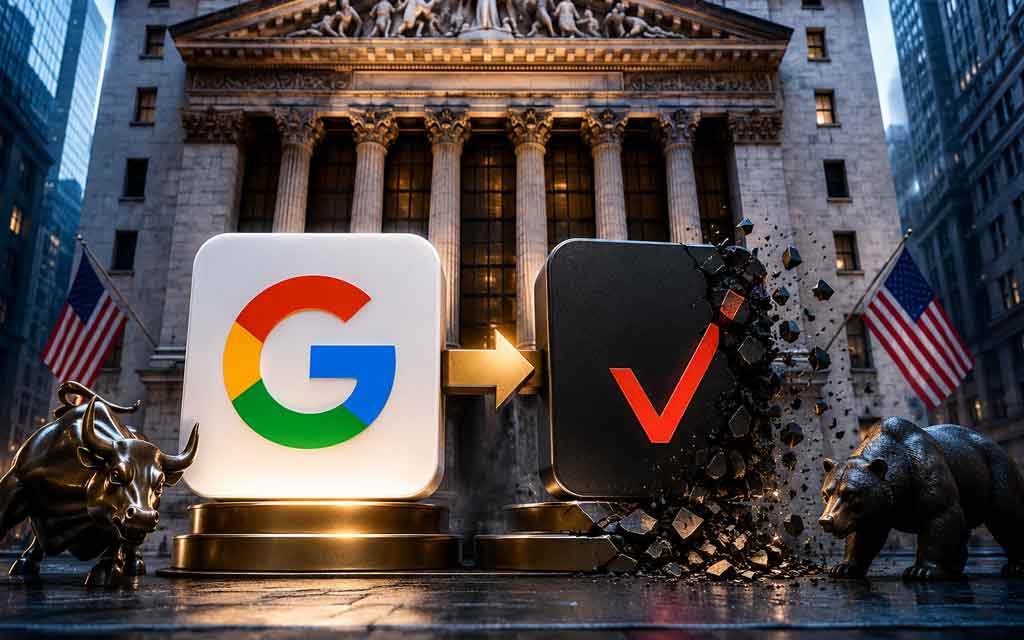 Google parent company Alphabet joins the Dow Jones Industrial Average, replacing Verizon and highlighting the rise of AI-driven technology companies in the U.S. economy.