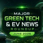 Electric vehicles, renewable energy projects, battery storage systems, and clean technology innovations highlighted in June 2026.