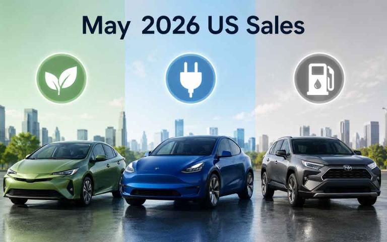 Comparison of hybrid electric and gasoline vehicle sales trends in the United States during May 2026