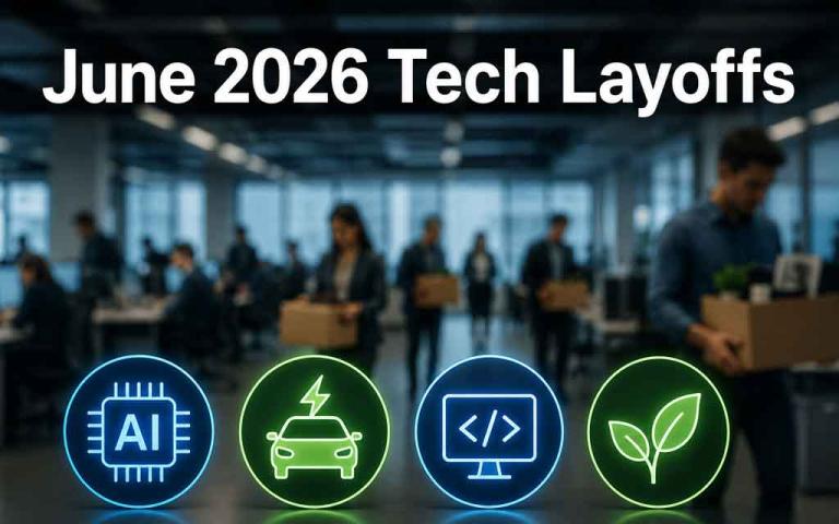 June 2026 technology layoffs affecting AI, software, EV, and green tech companies as firms restructure around artificial intelligence.