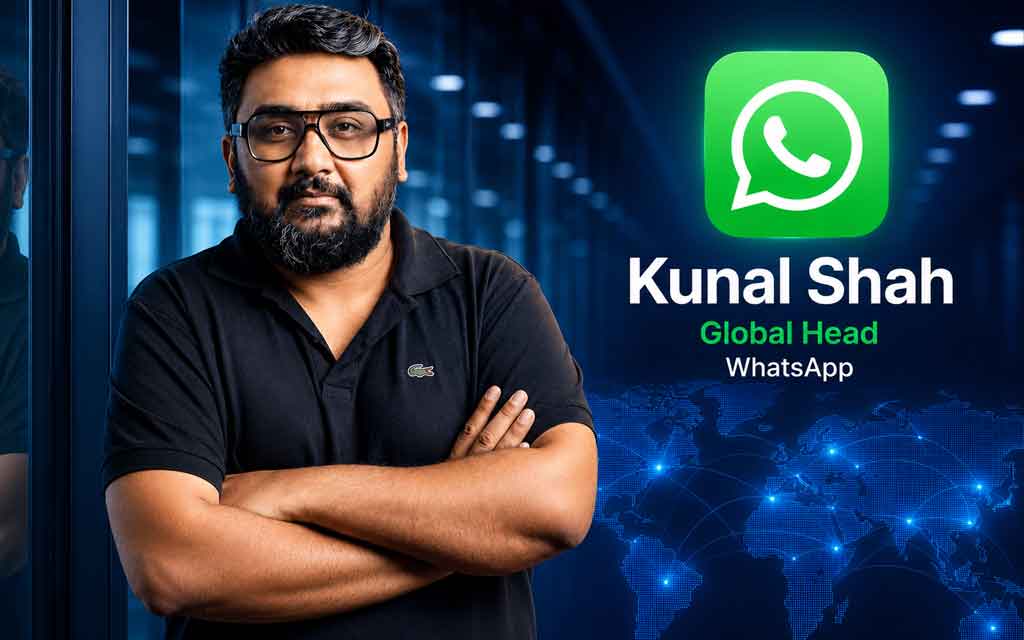 Kunal Shah, founder of CRED, leading WhatsApp's global strategy under Meta with focus on payments, fintech, and AI integration.