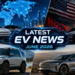 Latest EV news June 2026 featuring Rivian R2 Lucid Gravity Tesla and global electric vehicle market growth