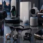 Collection of advanced 2026 gadgets including AI smart rings, AR glasses, smart home devices, premium audio equipment, and mobility technology
