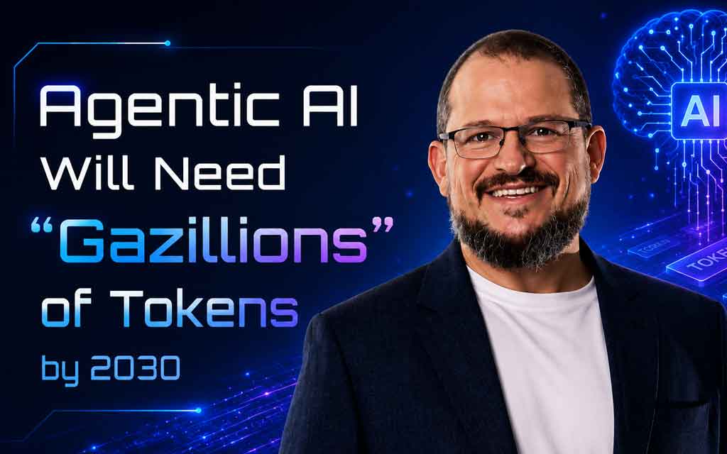 Qualcomm CEO Cristiano Amon presenting at Computex 2026 discussing agentic AI, token growth, AI inference demand, and future computing infrastructure