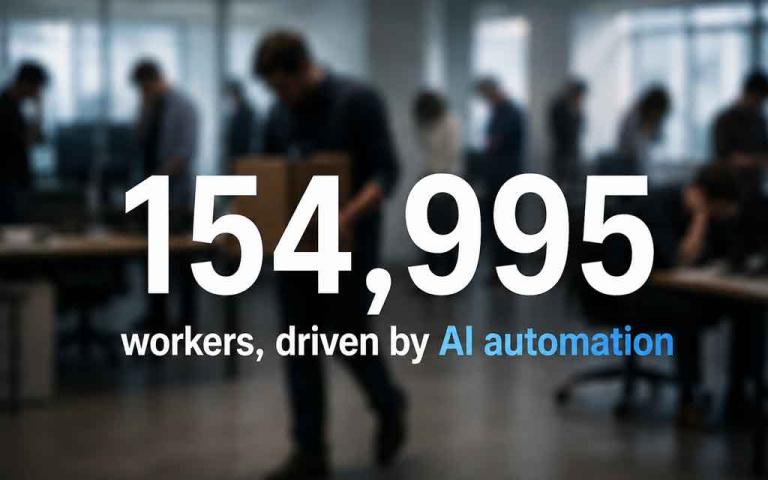 Illustration showing tech industry layoffs in 2026 with AI automation, workforce reductions, and major technology company job cuts.