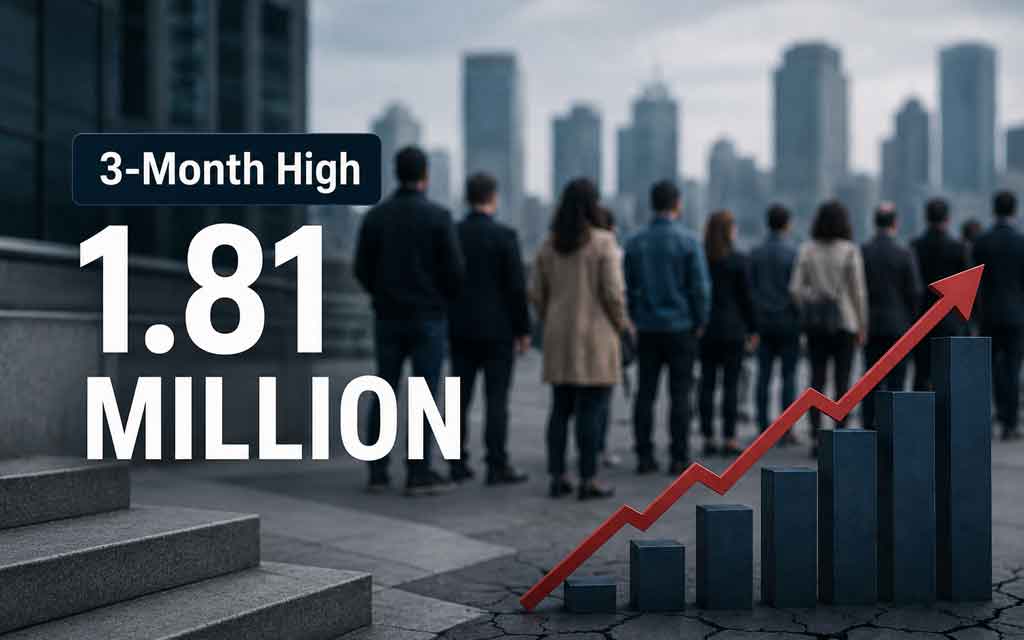 US continuing jobless claims rise to a three-month high, indicating a cooling labor market and slower hiring activity.
