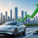 Tesla Model Y and other popular electric vehicles on an American highway, representing the latest US EV sales trends, market share, and electric vehicle adoption in June 2026.