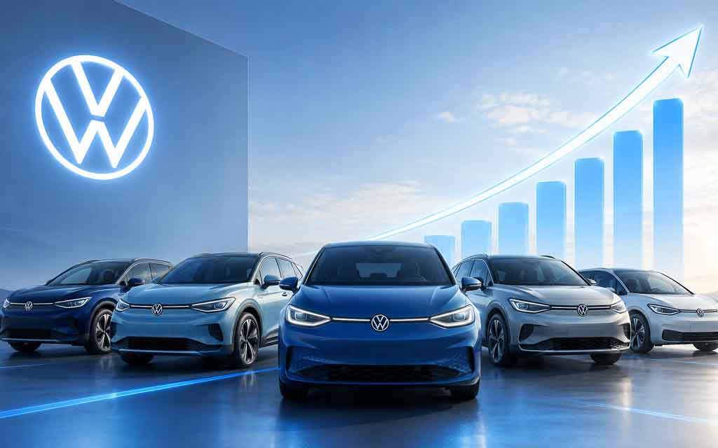 Volkswagen ID series electric vehicles driving strong sales growth and market leadership across Europe's EV market in 2026.