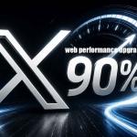 Modern social media platform interface displaying high-speed performance metrics and optimized web infrastructure