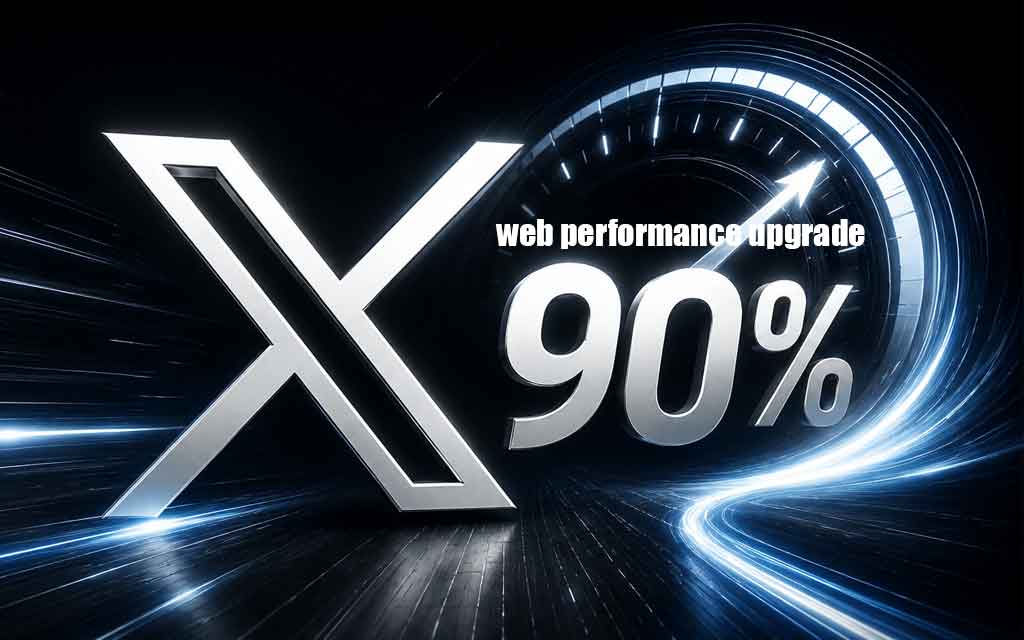 Modern social media platform interface displaying high-speed performance metrics and optimized web infrastructure
