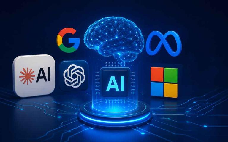 Illustration of next-generation AI models featuring Claude Sonnet 5, Google Gemini, and agentic AI systems powering coding, automation, reasoning, and multimodal intelligence in 2026.