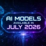 Logos and illustrations representing the major AI models released or updated in July 2026, including Anthropic, OpenAI, ByteDance, and Zhipu AI.