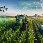 AI-powered farming technologies including autonomous tractors, agricultural drones, smart irrigation systems, and precision agriculture tools used by American farmers in 2026.
