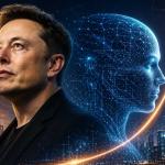Elon Musk discussing the future of artificial intelligence and predicting AI will surpass human intelligence within five years.