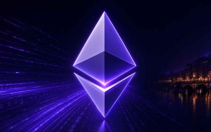 Ethereum logo representing the upcoming Glamsterdam upgrade and the Lean Ethereum roadmap for improved scalability, lower fees, and higher performance.