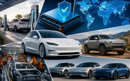 Tesla and Rivian electric vehicles highlighting Q2 2026 EV breakthroughs, Rivian R2 launch, new electric car models, and global EV industry growth.