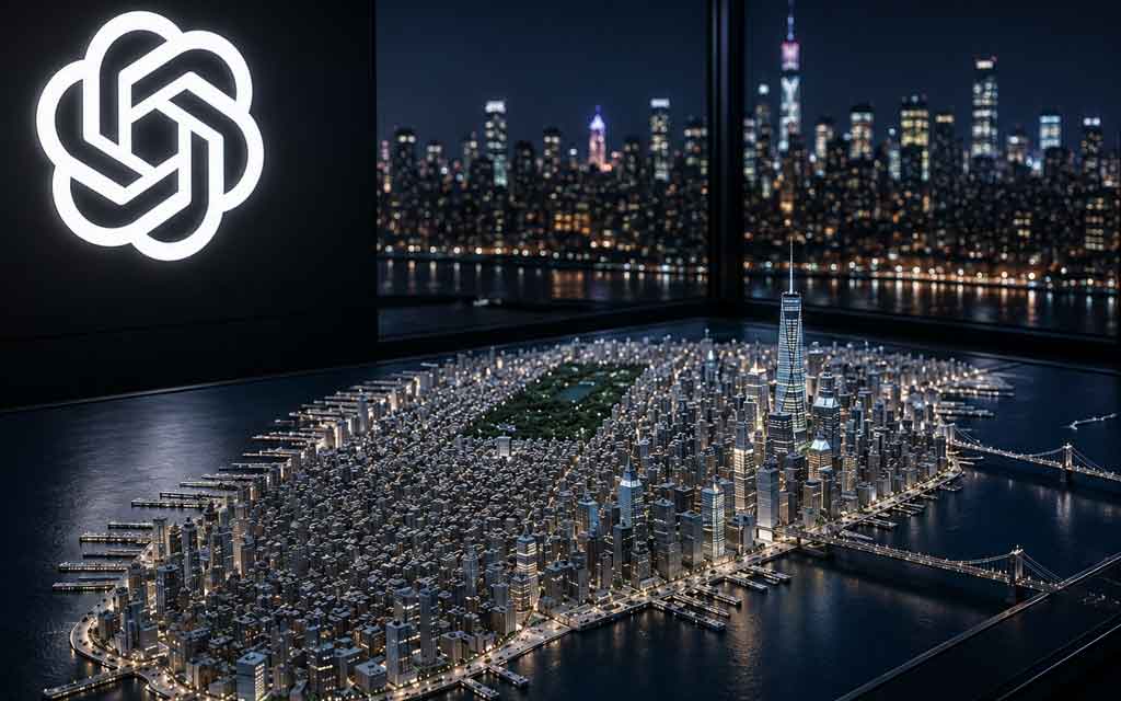 AI-generated 3D model of Manhattan created autonomously by an advanced AI agent using GPT-5.6