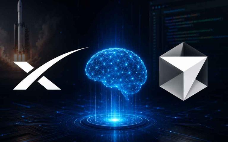 Concept illustration of a SpaceXAI-powered coding model integrated into the Cursor AI code editor.