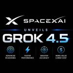 SpaceXAI Grok 4.5 AI model visualization highlighting fast reasoning, efficient compute, and next-generation artificial intelligence technology.