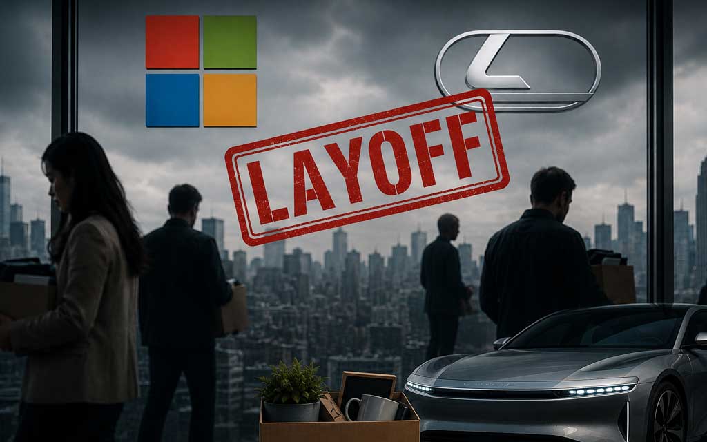 Microsoft, Oracle, Lucid Motors, Cisco, and more announce layoffs as AI reshapes the future of software, enterprise technology, and electric vehicle industries.